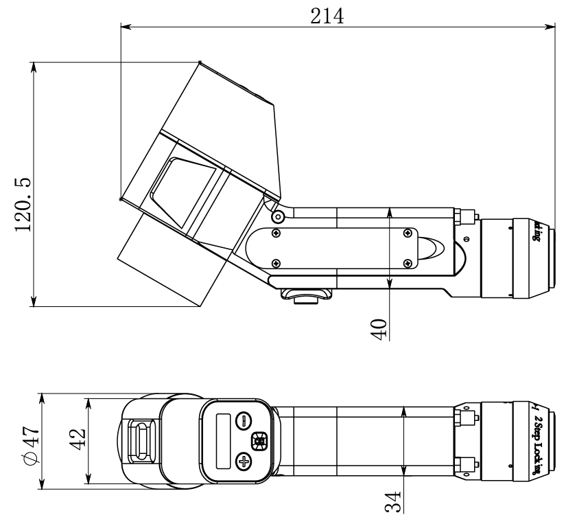 Laser metal cleaning gun housing drawing